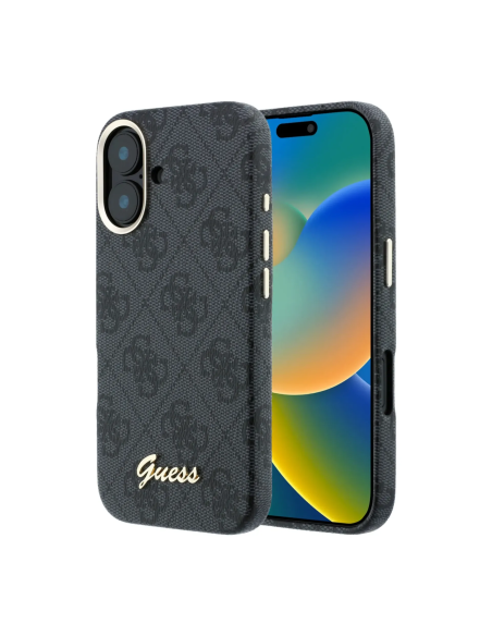 F. iPhone 17 de Polipiel con Magsafe Logo Guess en Relieve Negra