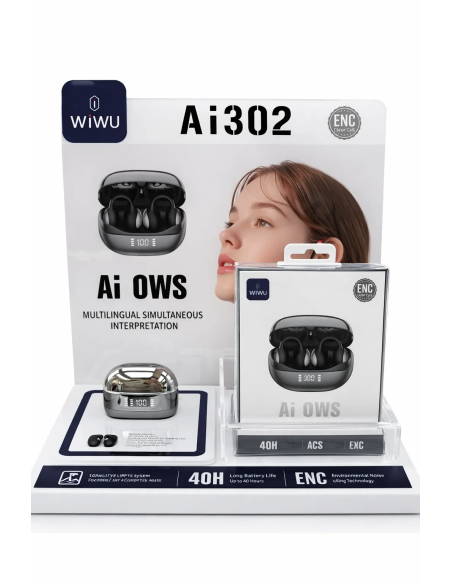 Pack Ai302 10 white headphones and 10 black+Free Display Stand