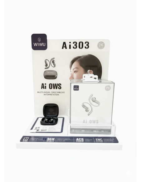 Pack Ai303 10 auriculares blancos y 10 negros+Expositor de regalo