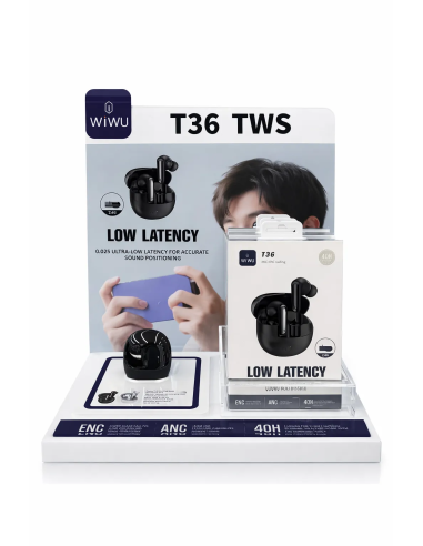 Pack T36 TWS 10 black headphones and 10 white + Free Display Stand