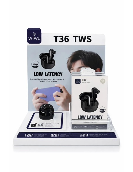 Pack T36 TWS 10 auriculares negros y 10 blancos+Expositor de regalo