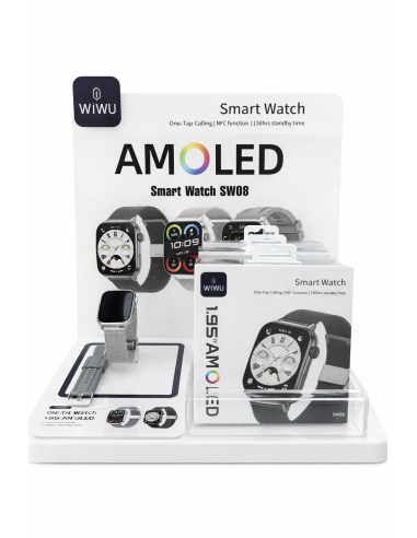 Pack SW08 5 relojes negros y 5 plata+Expositor de regalo