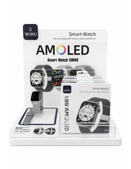 Pack SW08 5 relojes negros y 5 plata+Expositor de regalo