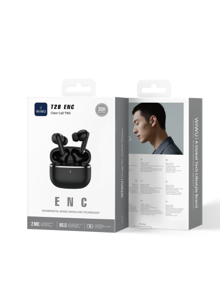 Auriculares TWS T28 ENC Negro