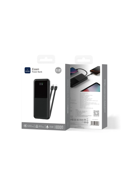 22.5W Power Bank Essen 2A 1C 10000 mAh Negro