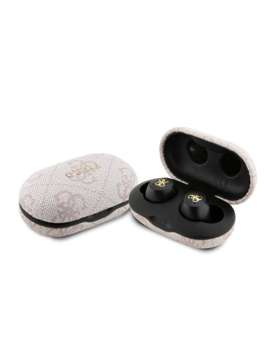 GUESS TWS ENC Earbuds with 4G PU Finish and Metal Logo (Pink)