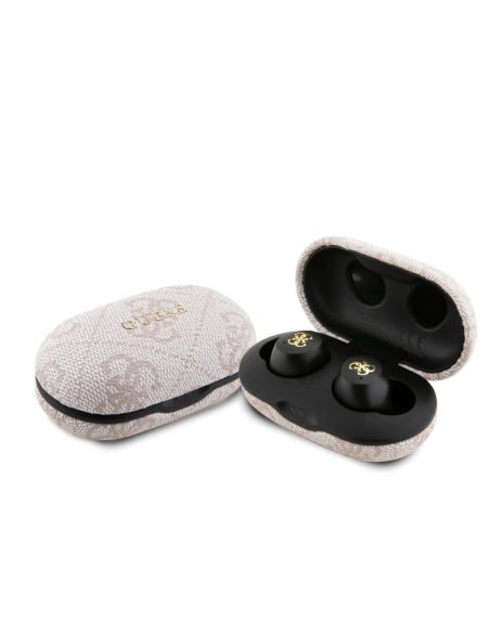 GUESS TWS ENC Earbuds with 4G PU Finish and Metal Logo (Pink)