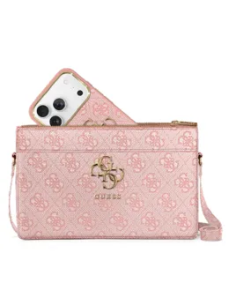 GUESS Handbag with 4G Logo, Wrist Strap and Adjustable Long Strap (Pink)