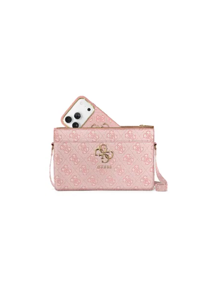 GUESS Handbag with 4G Logo, Wrist Strap and Adjustable Long Strap (Pink)