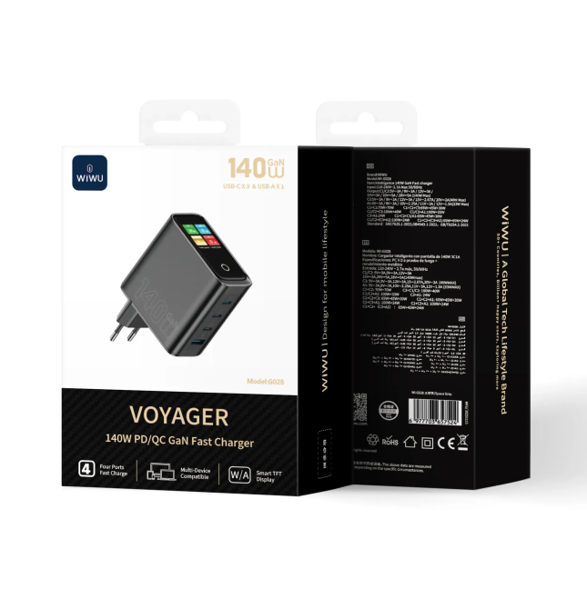 140W PD/QC con Pantalla Inteligente GaN