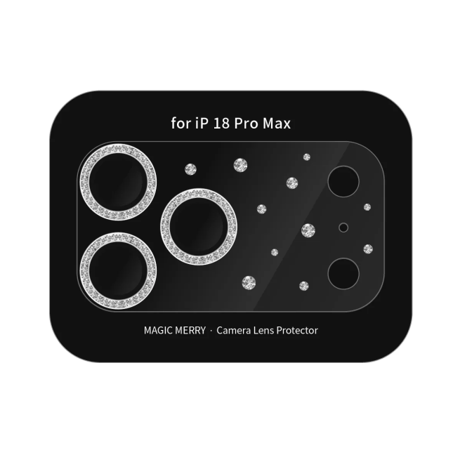 Magic Merry iPhone 18 Pro Camera Lens Protector – Silver Galaxy Glitter Edition