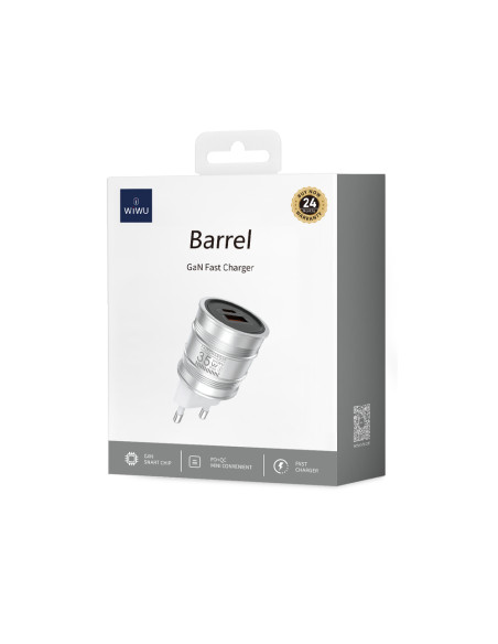 Barrel – Cargador Rápido GaN 35W PD (C+A) con Pantalla Digital