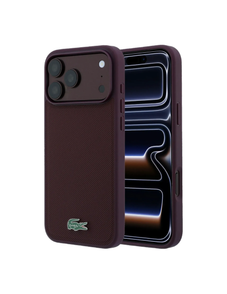 Funda Lacoste para iPhone 17 Pro Max/18 Pro Max con Magsafe Petit Piqué (Burdeos)