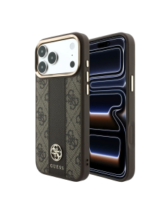 Funda GUESS para iPhone 18 Pro/17 Pro banda central 4G (Marrón)