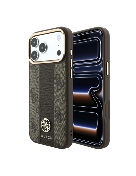 Funda GUESS para iPhone 18 Pro/17 Pro banda central 4G (Marrón)