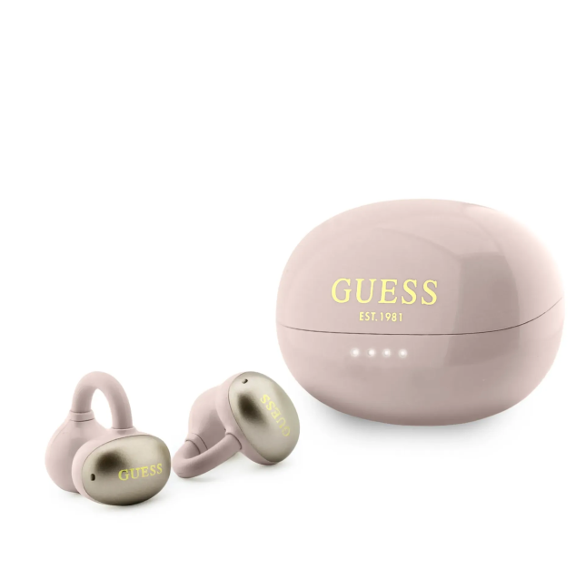 Auriculares OWS GUESS con logotipo clásico (Rosa)
