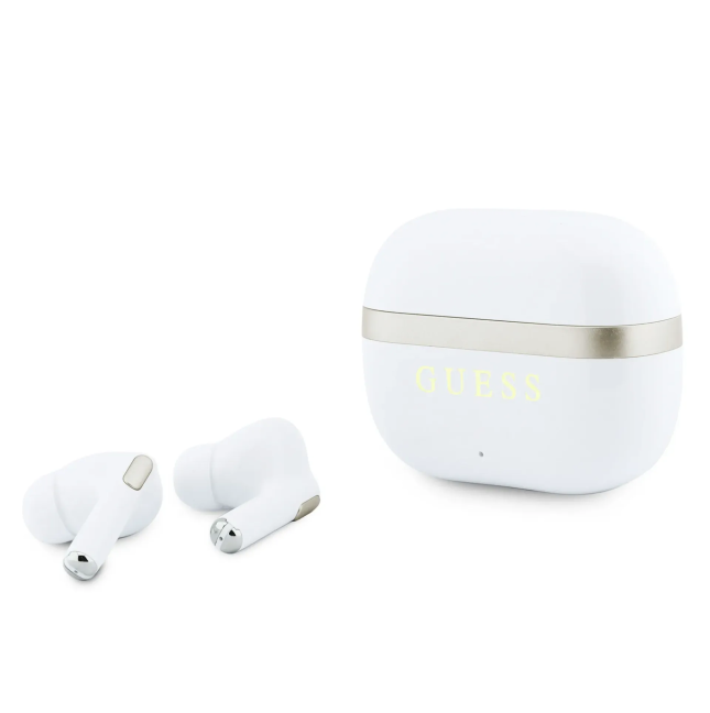 Auriculares TWS Guess Logo Dorado Blanco | WiWU Mayorista B2B