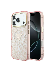 Funda Guess iPhone 18/17 Pro MagSafe Leopardo Glitter Rosa | WiWU