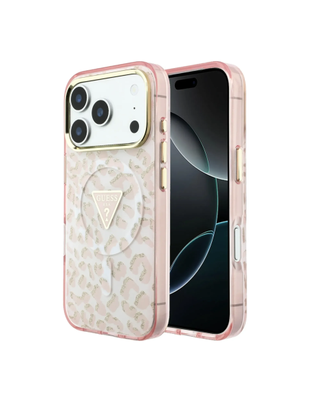 Funda Guess iPhone 18/17 Pro Max MagSafe Leopardo Glitter Rosa | WiWU B2B