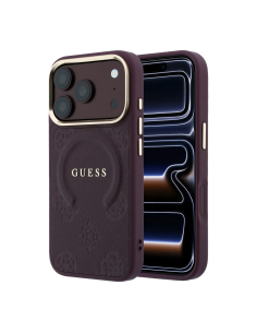 Funda Guess iPhone 18/17 Pro Max Saffiano Peonía Burdeos | WiWU B2B