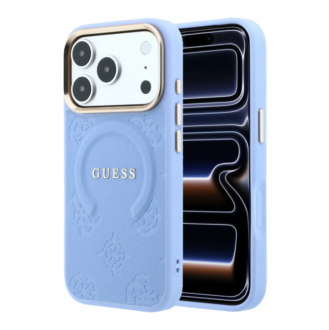 Funda Guess iPhone 18/17 Pro Saffiano Peonía Azul Claro | WiWU B2B