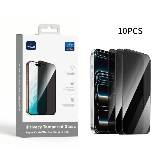 (Pack 10) Cristal templado para iPhone 18 Pro Max privacidad 2.5D