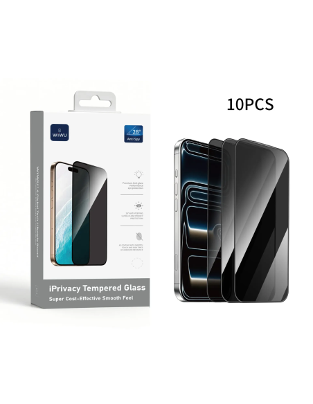 (Pack 10) Cristal templado para iPhone 18 Pro privacidad 2.5D