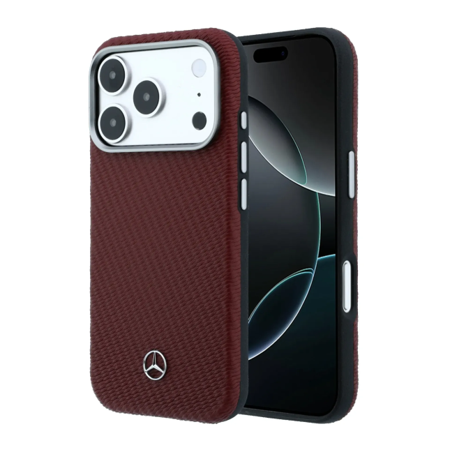 Mercedes-Benz case for iPhone 18 Pro Max/17 Pro Max with Magsafe and woven texture (Burgundy)