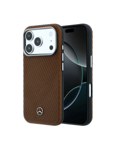 Mercedes-Benz case for iPhone 18 Pro Max/17 Pro Max with Magsafe and woven texture (Camel)