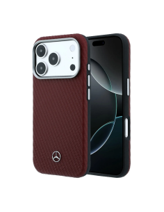 Funda Mercedes-Benz para iPhone 18 Pro/17 Pro con Magsafe y textura trenzada (Burdeos)