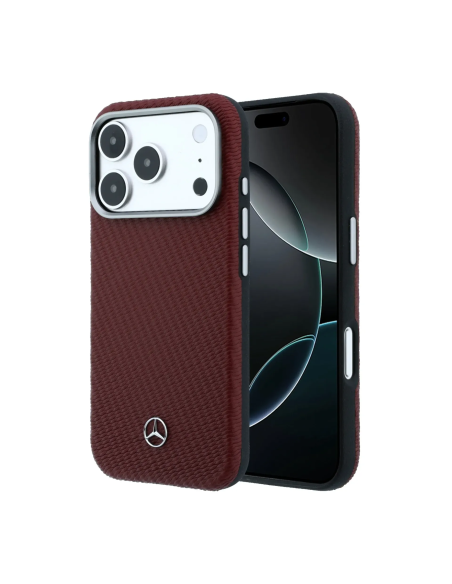 Mercedes-Benz case for iPhone 18 Pro/17 Pro with Magsafe and a woven texture (Burgundy)