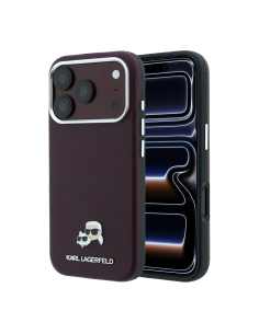 Funda Karl Lagerfeld para iPhone 18 Pro/17 Pro con Magsafe PU granulado (Burdeos)