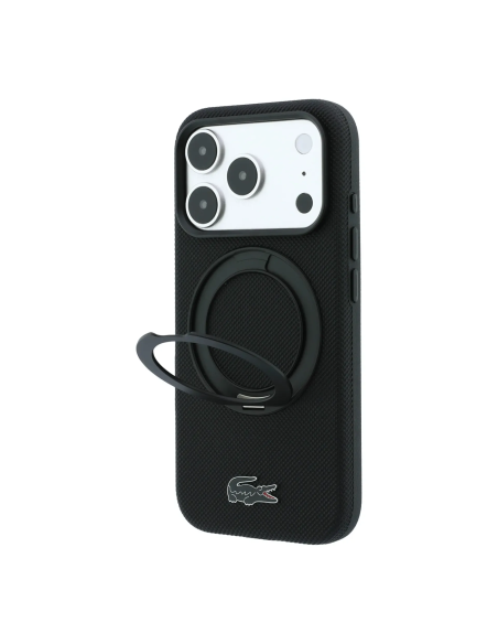 Funda Lacoste para iPhone 18 Pro Max/17 Pro Max con soporte Magsafe Petit Pique (Negro)