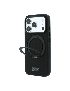Lacoste case for iPhone 18 Pro/17 Pro with Magsafe stand Petit Pique (Black)