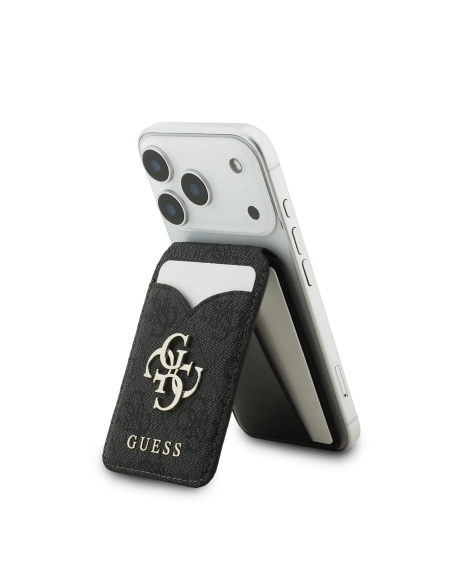 GUESS 4G Logo Card Holder with MagSafe and Interior Mirror (Black)