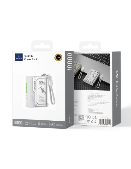 Batería Externa Shield de10000 mAh y 35W, Plata