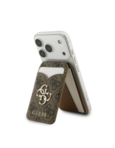 GUESS 4G Logo Card Holder with MagSafe and Interior Mirror (Brown)