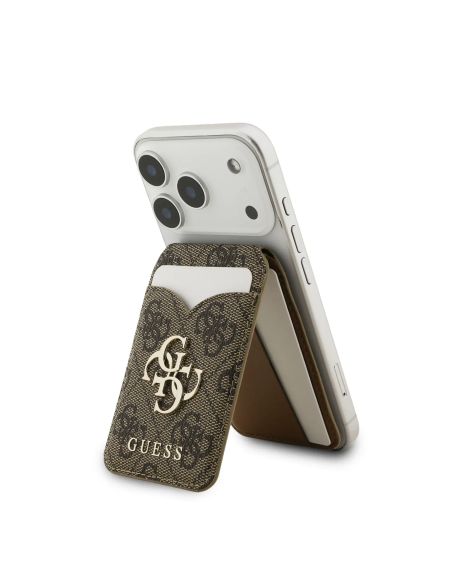 Tarjetero GUESS con Magsafe y espejo interior, con logotipo 4G (Marrón)