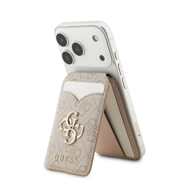 Tarjetero GUESS con Magsafe y espejo interior, con logotipo 4G (Rosa)