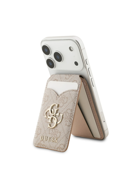 Tarjetero GUESS con Magsafe y espejo interior, con logotipo 4G (Rosa)