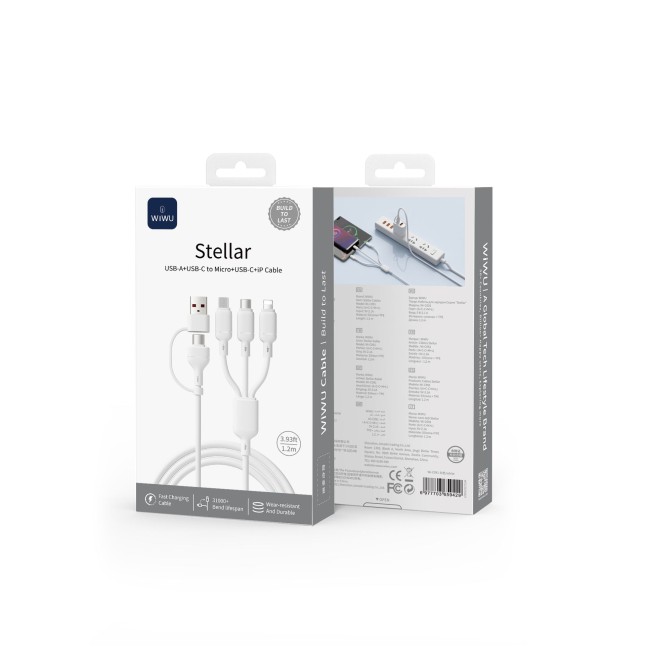 Stellar 2-in-2 USB-A/C to Micro/Lightning Cable, 2.1 A (1.2 m) | WiWU