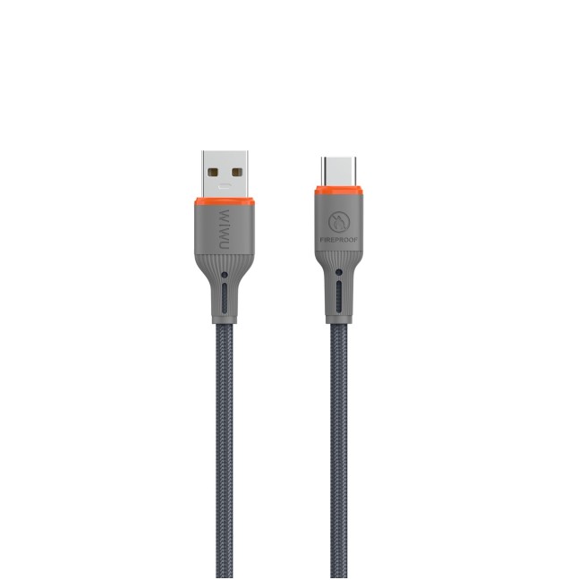 FlameGuard USB-A to USB-C Cable, 2.1 A, Grey (1.2 m) | WiWU