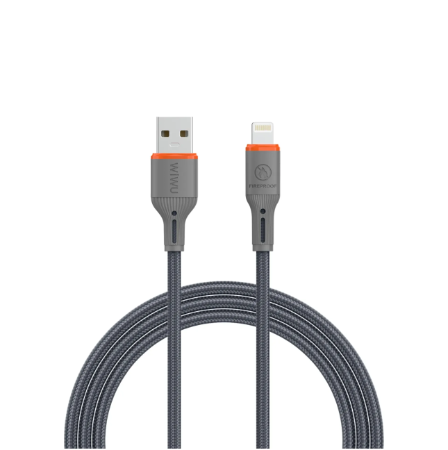 Cable USB-A a Lightning 2,1 A FlameGuard Gris (1,2 m) | WiWU