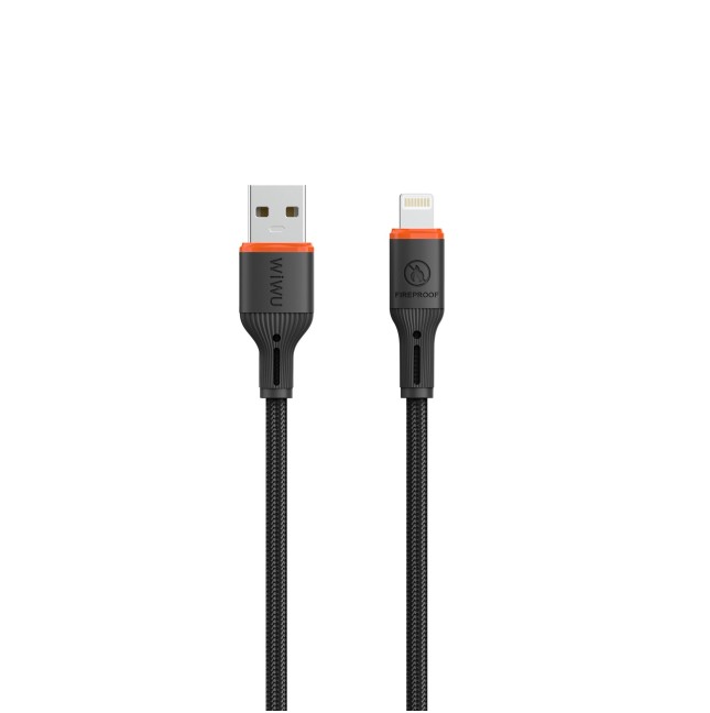 Cable USB-A a Lightning 2,1 A FlameGuard Negro (1,2 m) | WiWU