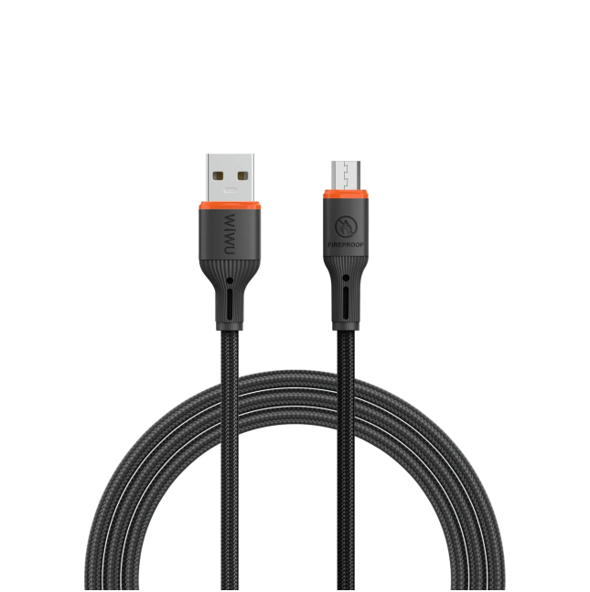 Cable USB-A a Micro USB 2,1 A FlameGuard Negro (1,2 m) | WiWU