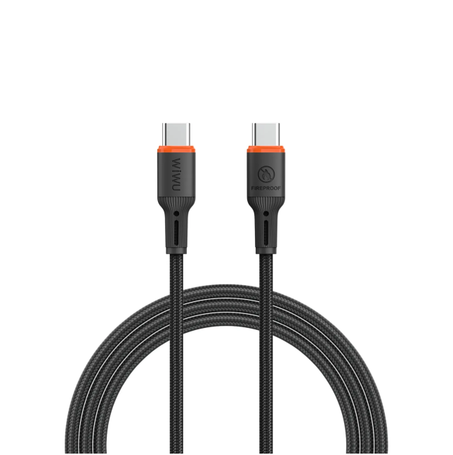 Cable USB-C a USB-C 60 W FlameGuard Negro (1,2 m) | WiWU