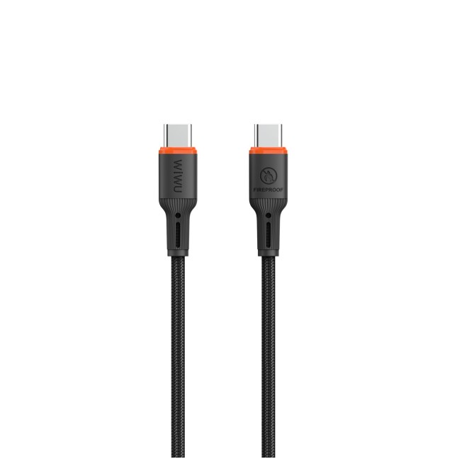 Cable USB-C a USB-C 60 W FlameGuard Negro (1,2 m) | WiWU
