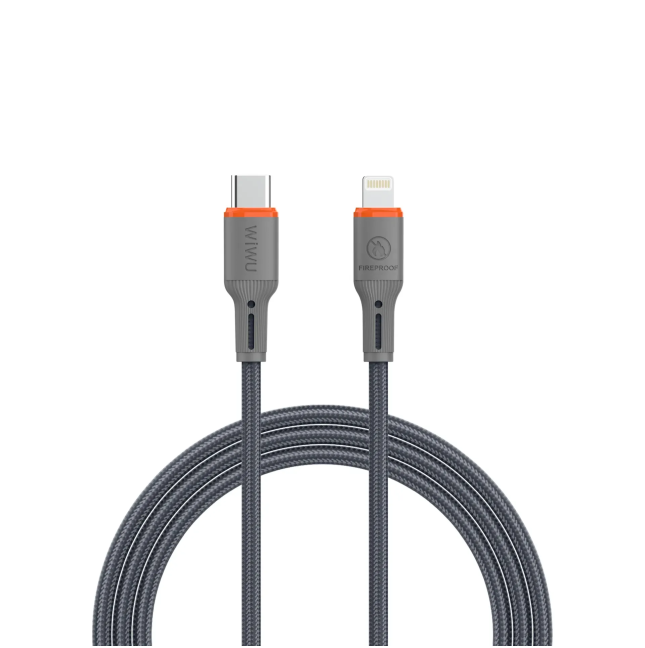 Cable USB-C a Lightning 27 W FlameGuard Gris (1,2 m) | WiWU