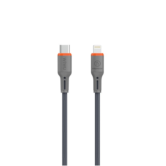 Cable USB-C a Lightning 27 W FlameGuard Gris (1,2 m) | WiWU