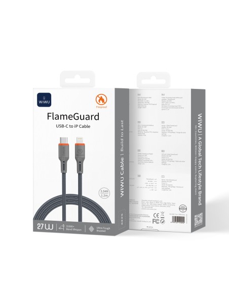 Cable USB-C a Lightning 27 W FlameGuard Gris (1,2 m) | WiWU